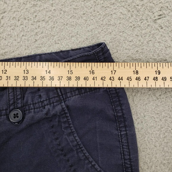 St John's Bay Shorts Womens 12 Linen Blue Cargo Utility Flat Front Pockets - Picture 11 of 13